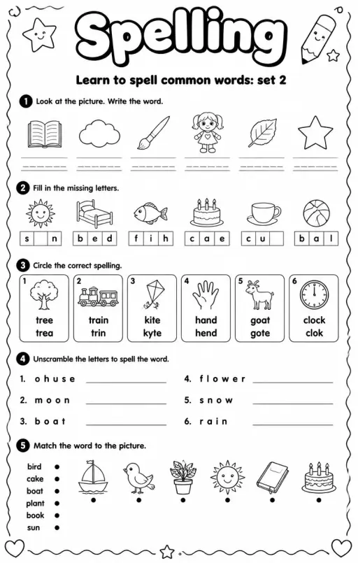 Learn to spell common words: set 2