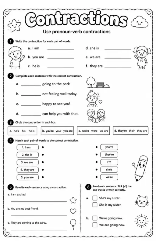 Use pronoun-verb contractions