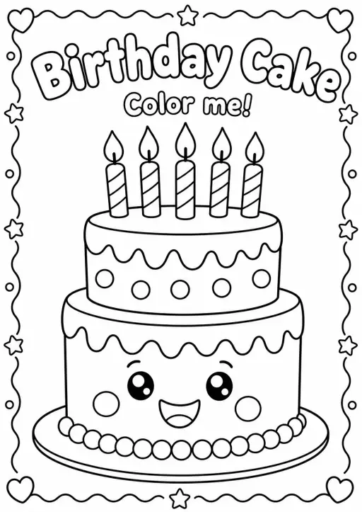 Birthday Cake Coloring Pages
