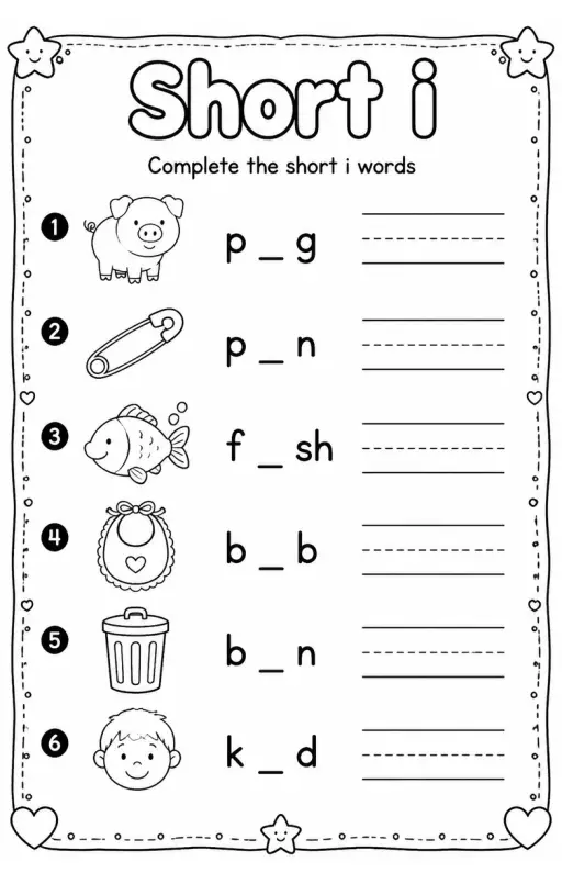 Complete the short i words