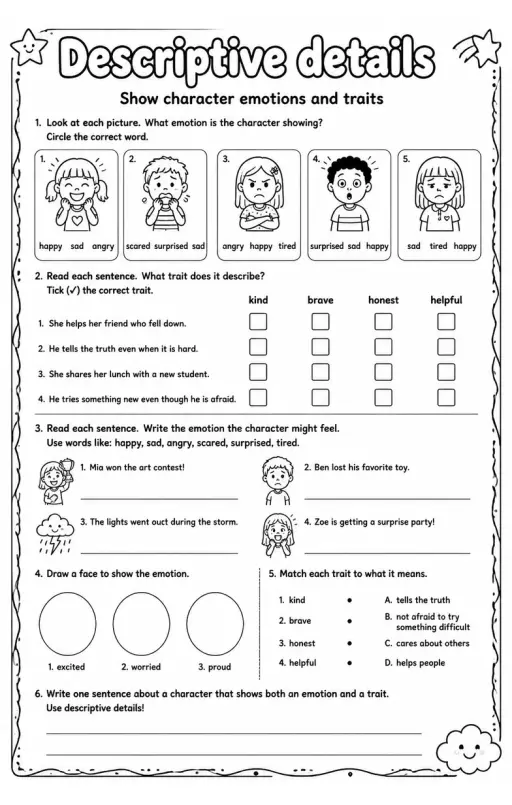 Show character emotions and traits