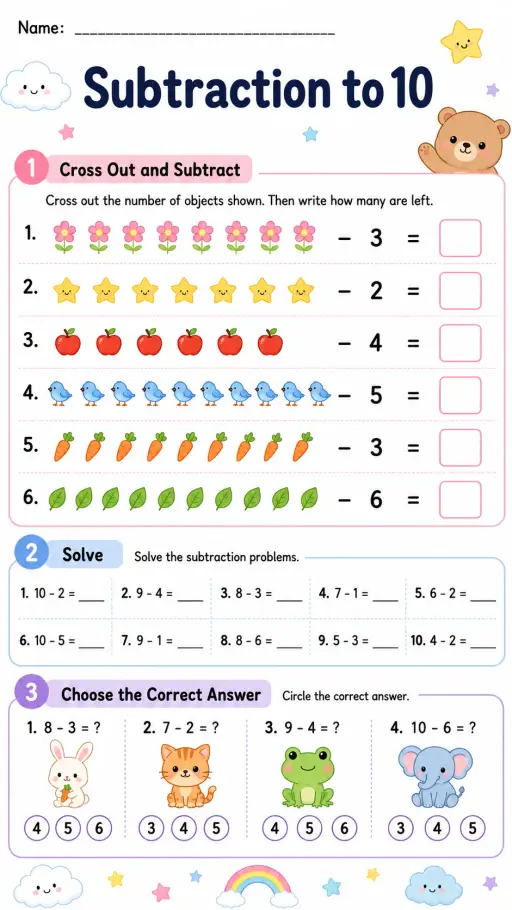 Subtraction to 10