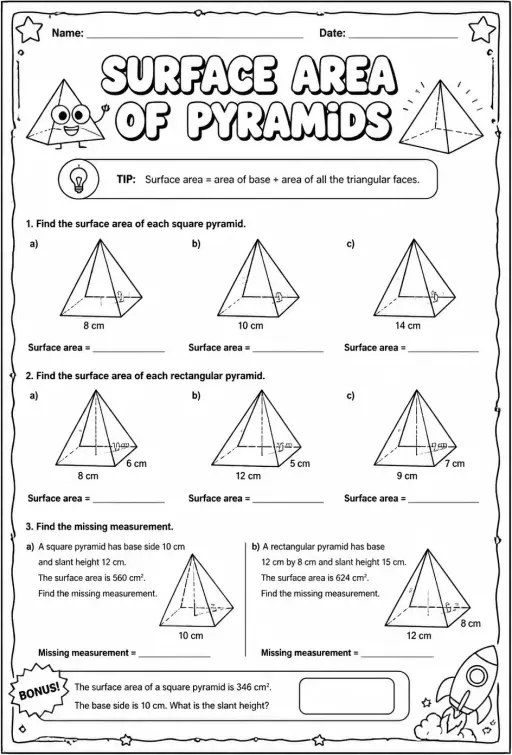 Surface area of pyramids