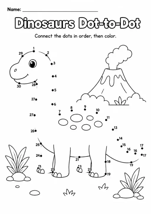 Dinosaurs Dot-to-Dot — Grade 3