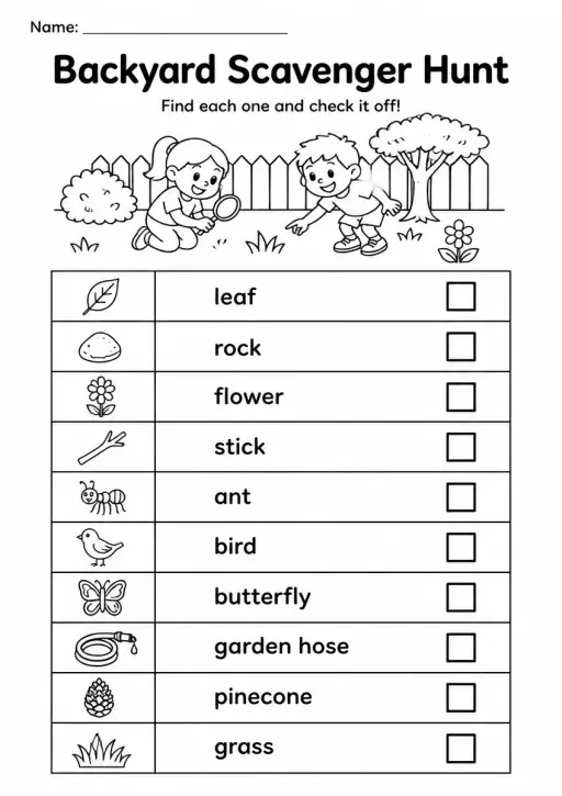 Backyard Scavenger Hunt — Grade 3