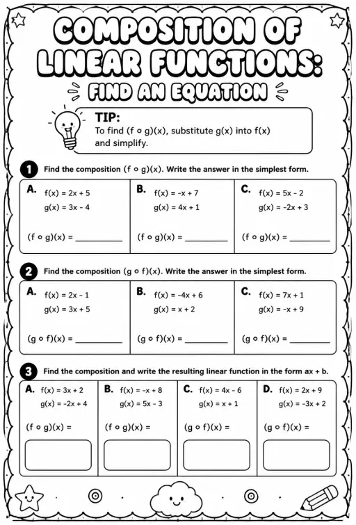 Composition of linear functions: find an equation