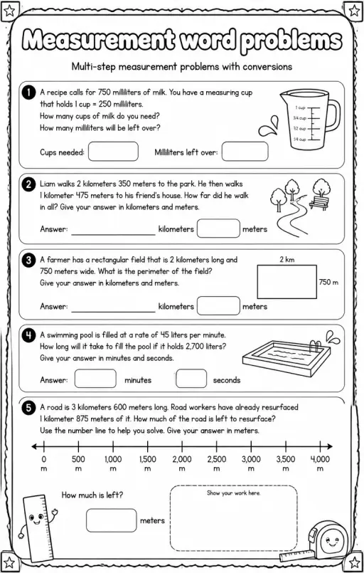 Multi-step measurement problems with conversions