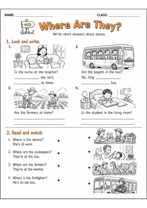 Where Are They? | Grades 2-3 Vocabulary Worksheet