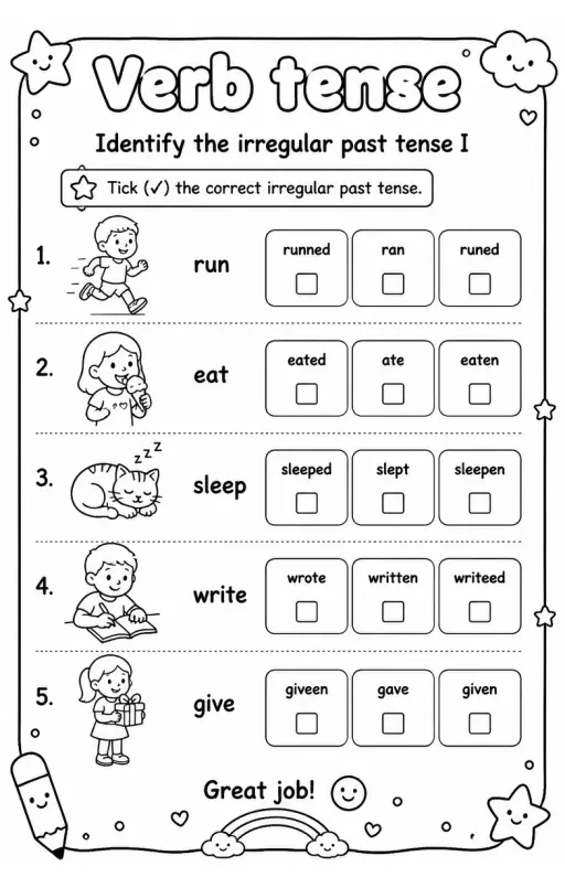 Identify the irregular past tense I