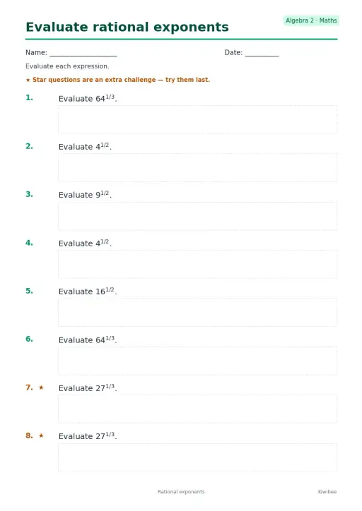 Evaluate rational exponents