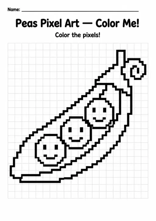 Peas Pixel Art Coloring Page
