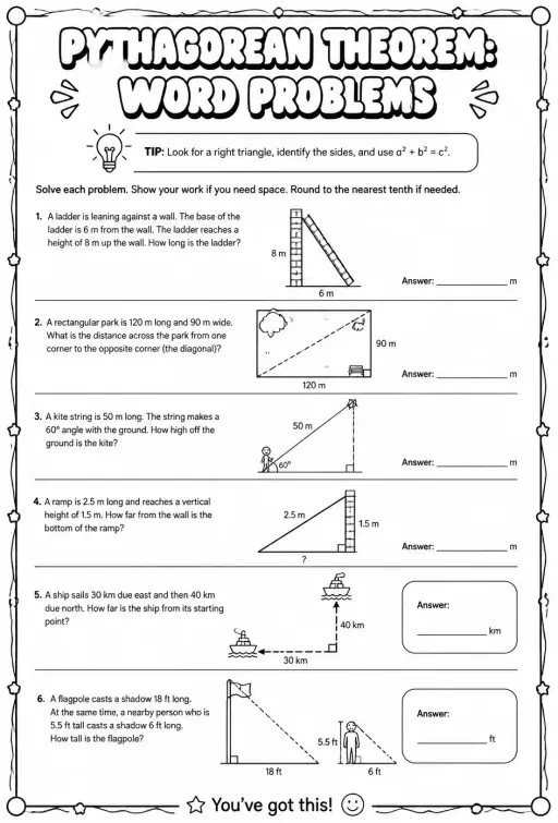 Pythagorean theorem: word problems