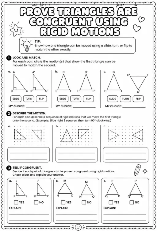 Prove triangles are congruent using rigid motions