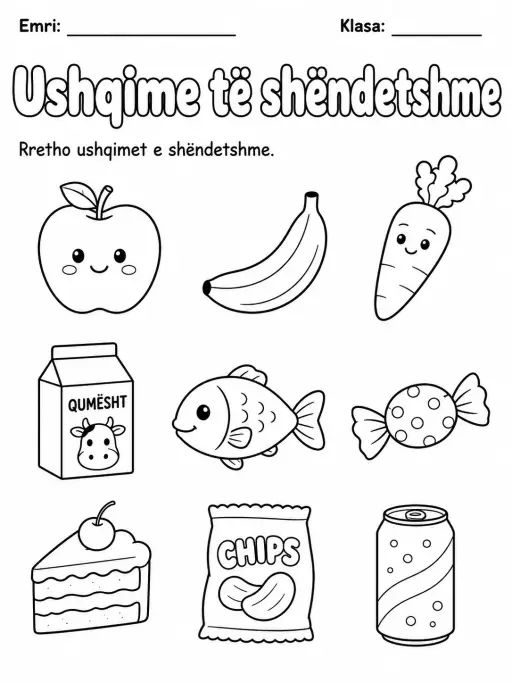 Ushqime të shëndetshme - Pako fletësh pune