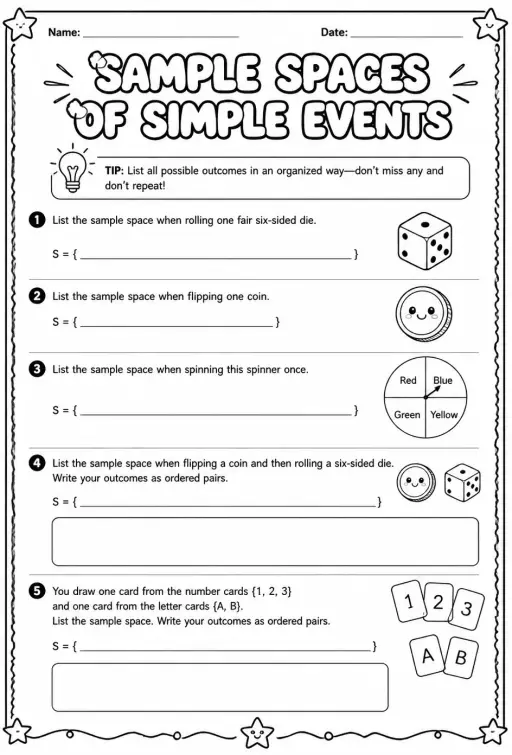 Sample spaces of simple events