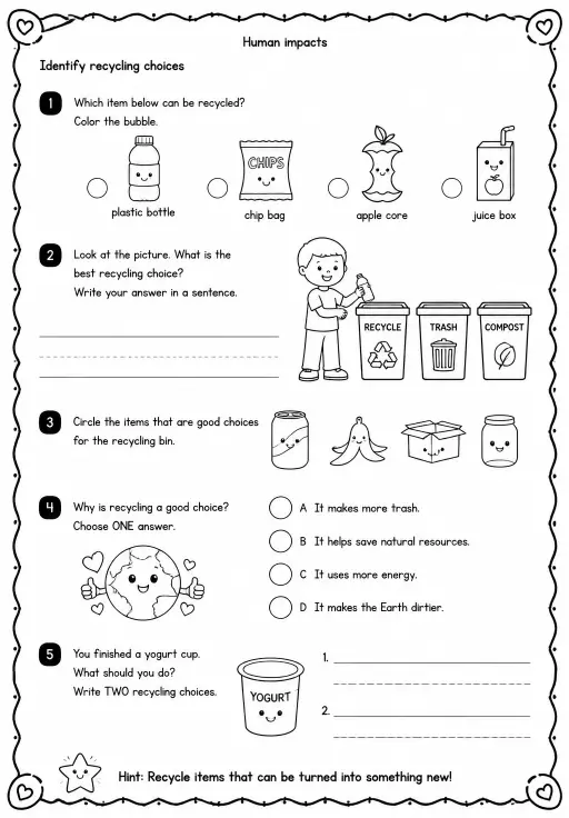 Identify recycling choices