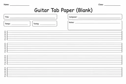 Guitar Tab Paper (Blank)