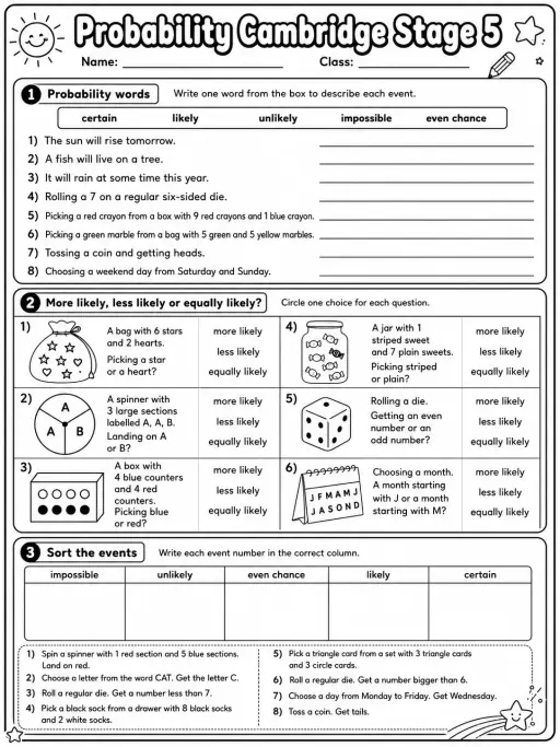 Probability Cambridge Stage 5