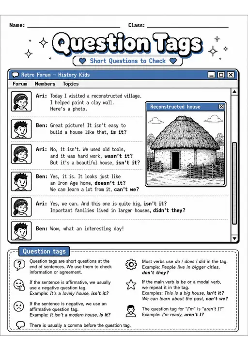 Question Tags Pack - 2 Worksheets | Grade 5