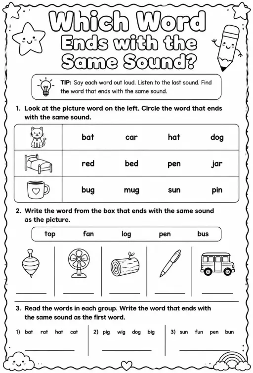 Which word ends with the same sound?