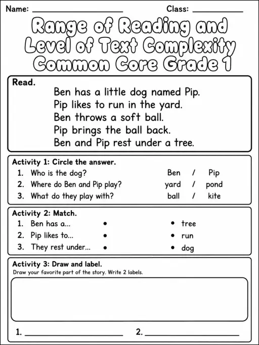 Range of Reading and Level of Text Complexity Common Core Grade 1