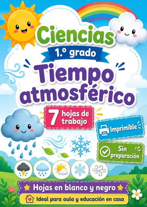 1.º grado - Tiempo atmosférico - Paquete de ciencias en español