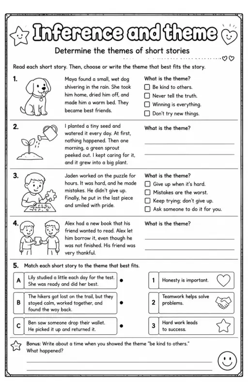 Determine the themes of short stories