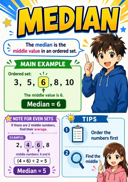 Median Data and Statistics Infographic