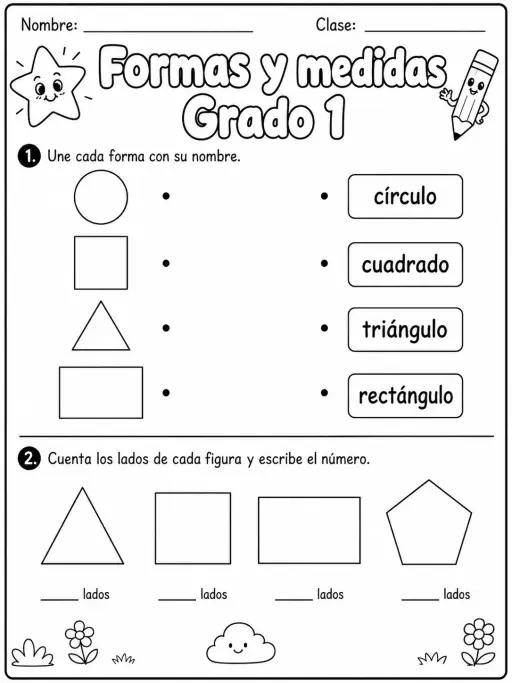 1.º grado - medidas de longitud, masa y capacidad - Paquete de fichas