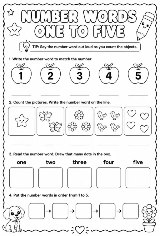 Use number words: one to five