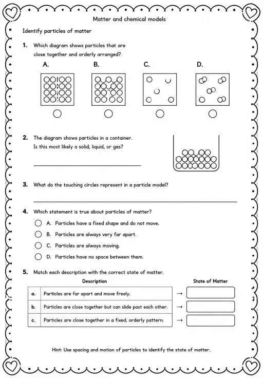 Identify particles of matter