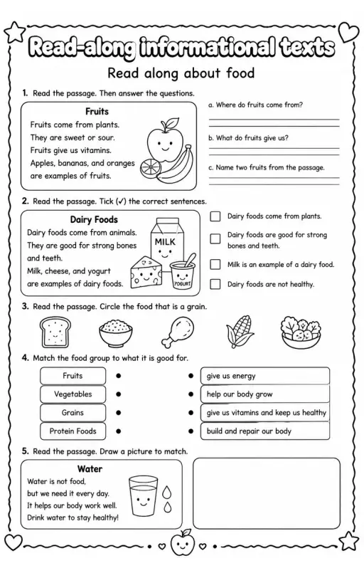 Read along about food