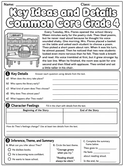 Key Ideas and Details Common Core Grade 4