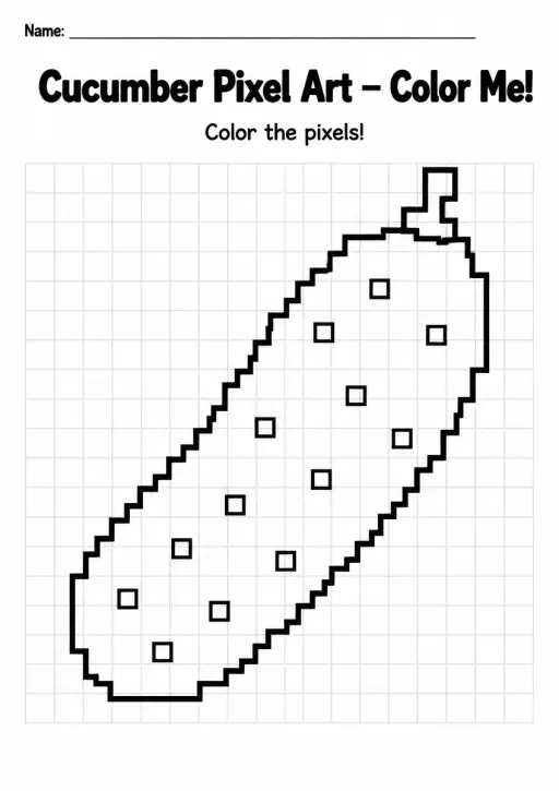 Cucumber Pixel Art Coloring Page