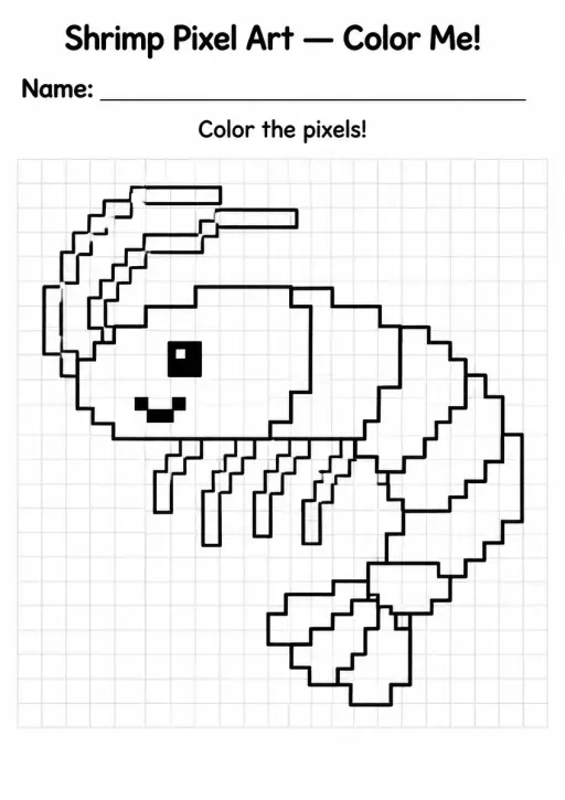 Shrimp Pixel Art Coloring Page