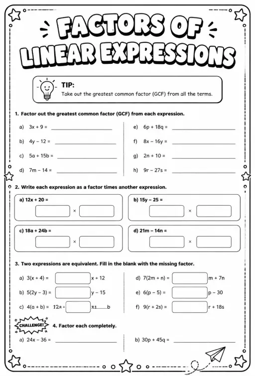 Factors of linear expressions