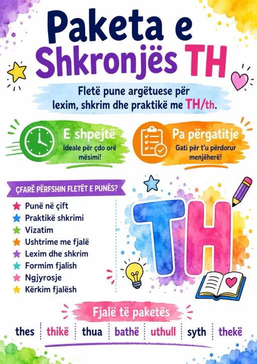Albanian Letter Th Phonics Worksheets Pack