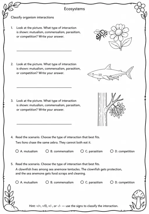 Classify organism interactions