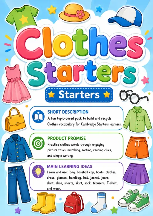 Clothes Starters Vocabulary Worksheet Pack