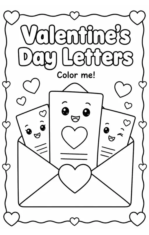 Valentine's Day Letters Coloring Page
