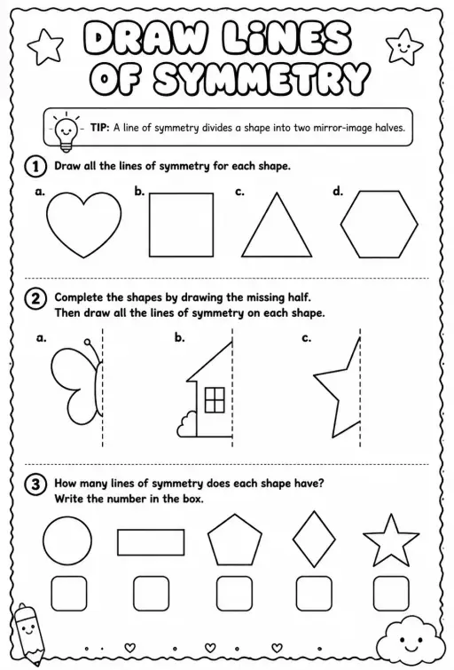 Draw lines of symmetry