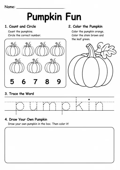 Pumpkin Worksheet — Grade 2