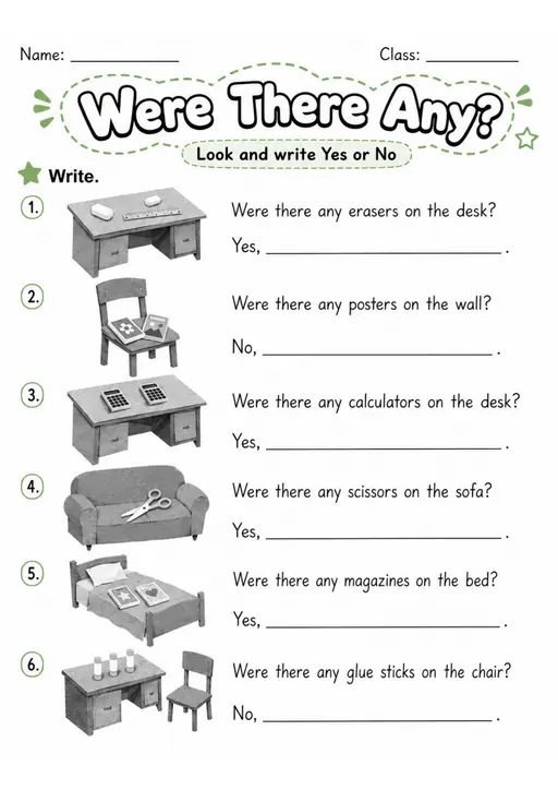 Were There Any? | Grade 2 English Language Arts Worksheet