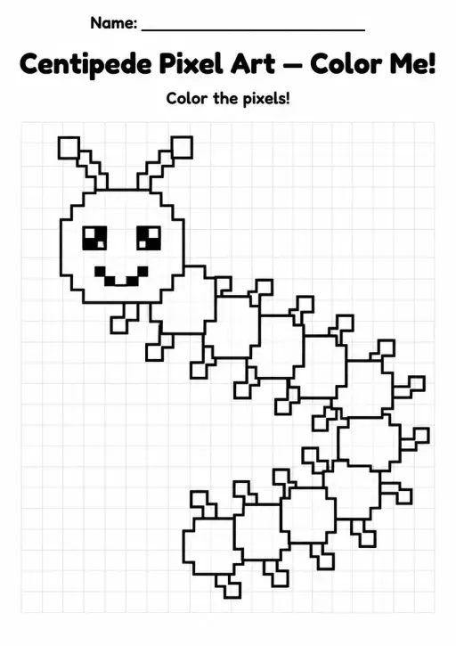 Centipede Pixel Art Coloring Page