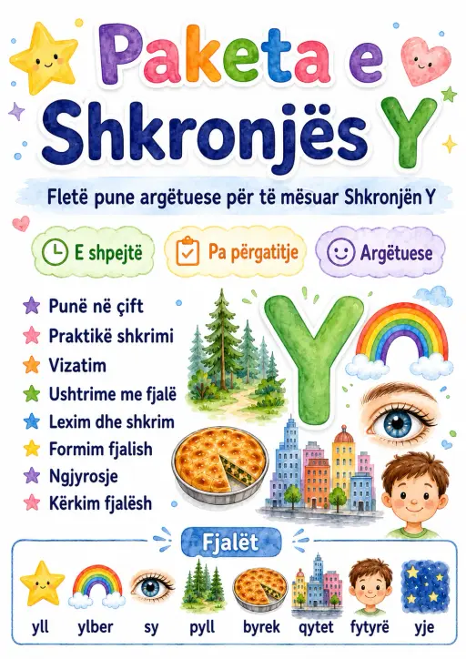 Albanian Letter Y Phonics Worksheets Pack