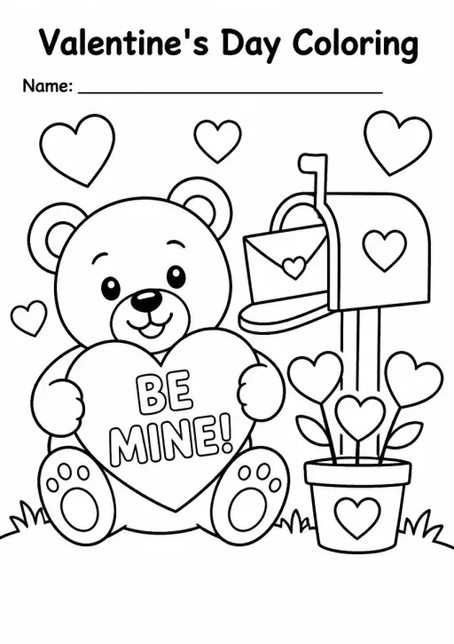 Valentine's Day Coloring Pages — Grade 1