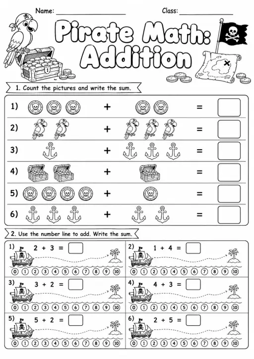 Pirate Math: Word Problems Worksheet Pack