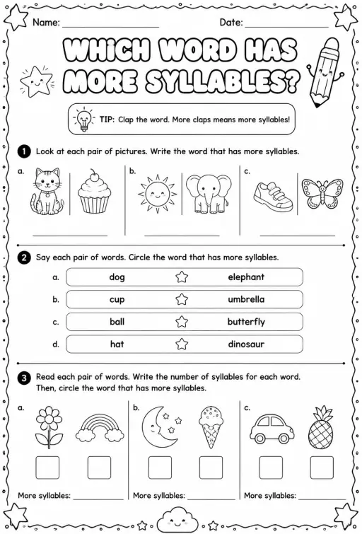 Which word has more syllables?