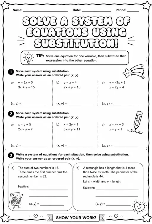 Solve a system of equations using substitution