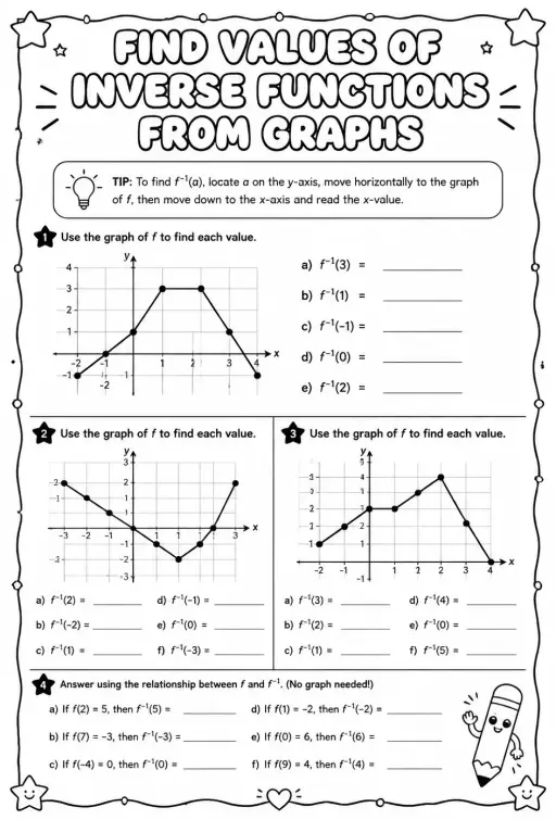 Find values of inverse functions from graphs